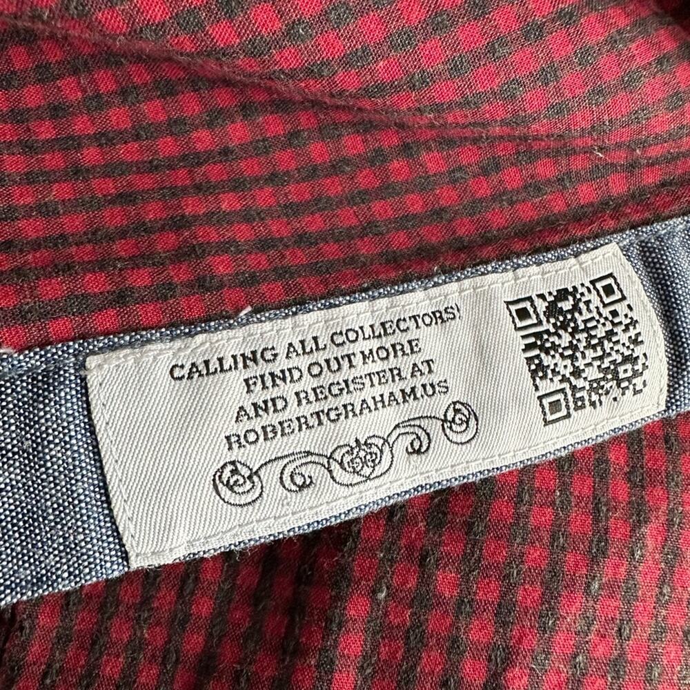 Robert Graham Tailored Fit Red Blue Check Long Sleeve Button Up Shirt Christmas - Picture 9 of 11